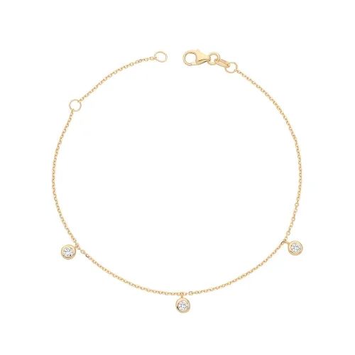 9ct Yellow Gold Hanging Cz Bracelet 1.10g